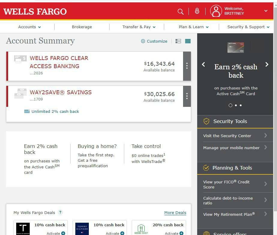 Wells Fargo Bank logs